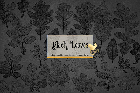 Black Leaf Clipart in Illustrations - product preview 1