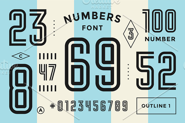 Numbers alphabet and font