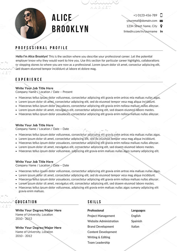 Resume/CV - Alice in Resume Templates - product preview 4