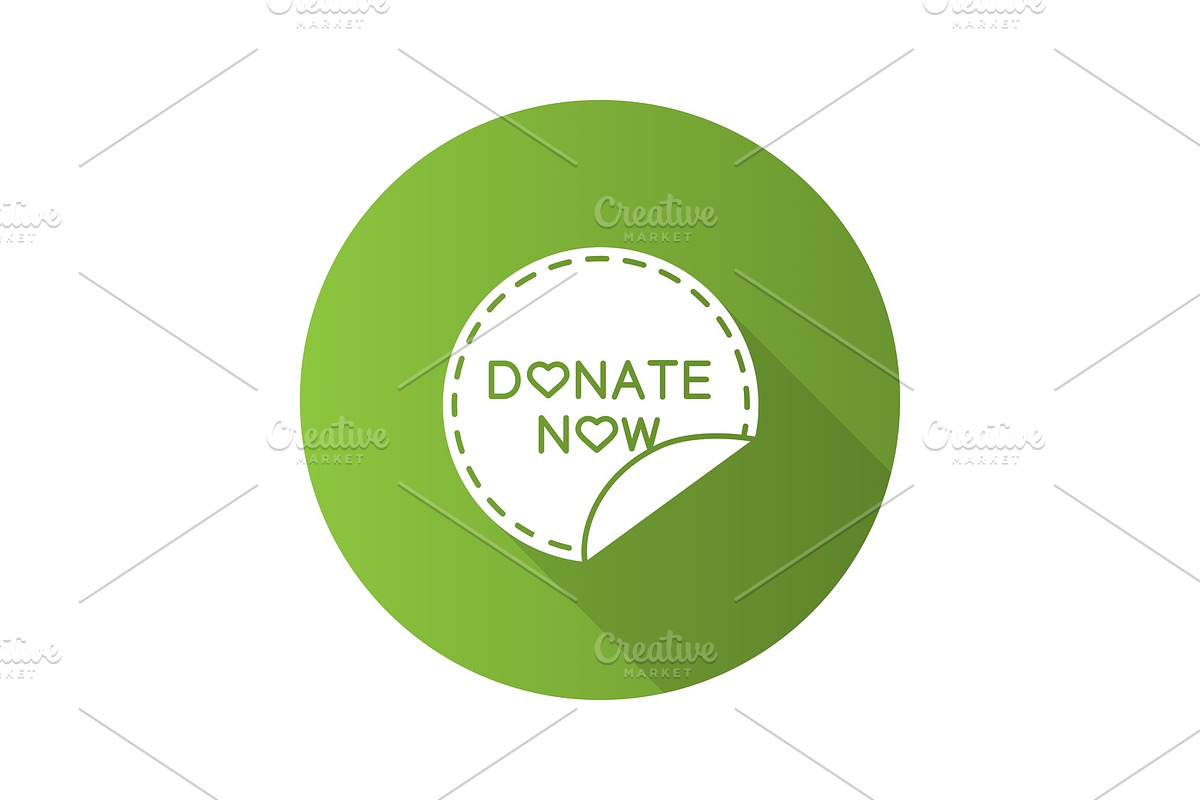 Donate now round sticker icon in Icons - product preview 8