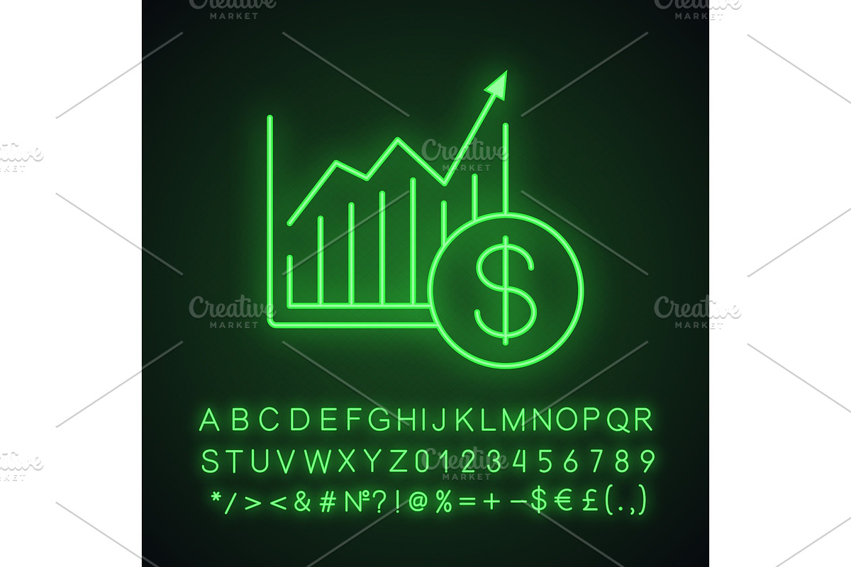 Market growth chart neon light icon in Icons - product preview 8