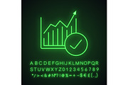 Market growth chart neon light icon