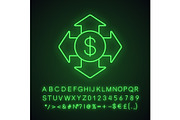 Money spending neon light icon
