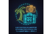 Travel agency neon light icon