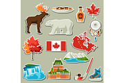 Canada sticker icons set.