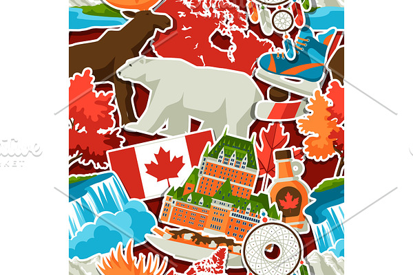 Canada sticker seamless pattern.