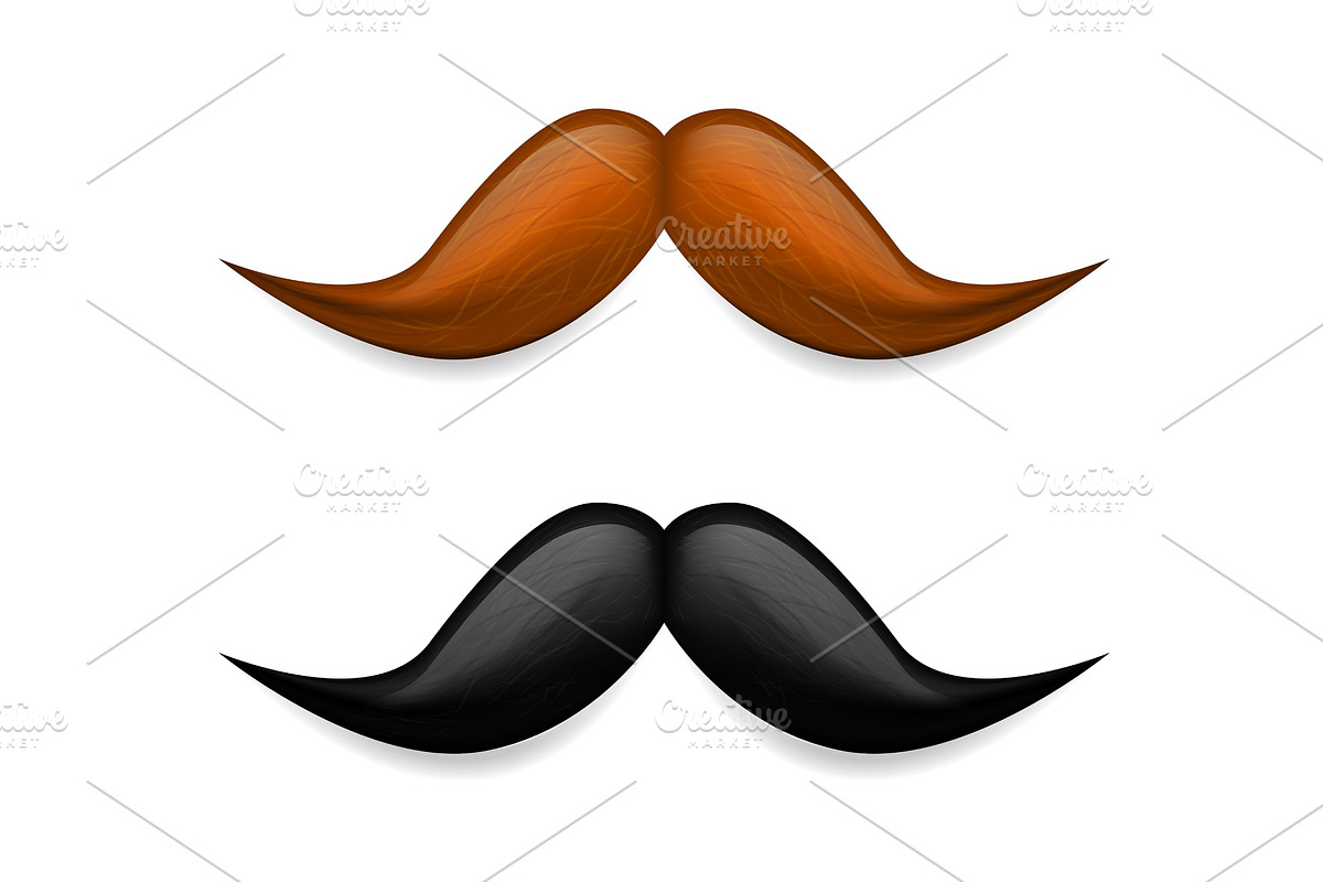 Mustache illustration. Vector brown in Objects - product preview 8