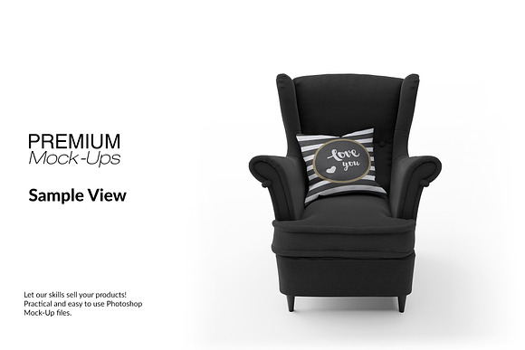 Throw Pillow on Armchair Set in Product Mockups - product preview 3