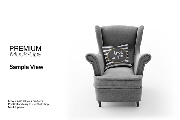 Throw Pillow on Armchair Set in Product Mockups - product preview 4