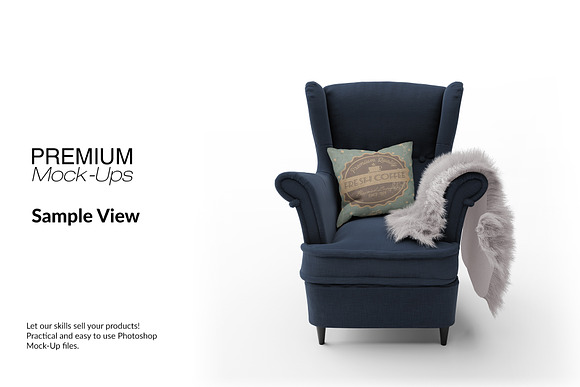 Throw Pillow on Armchair Set in Product Mockups - product preview 5