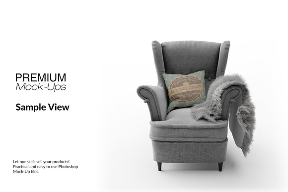 Throw Pillow on Armchair Set in Product Mockups - product preview 6