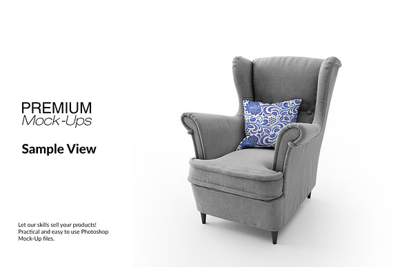 Throw Pillow on Armchair Set in Product Mockups - product preview 7
