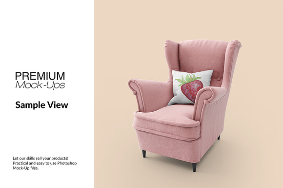Throw Pillow on Armchair Set in Product Mockups - product preview 9