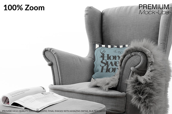 Throw Pillow on Armchair Set in Product Mockups - product preview 16