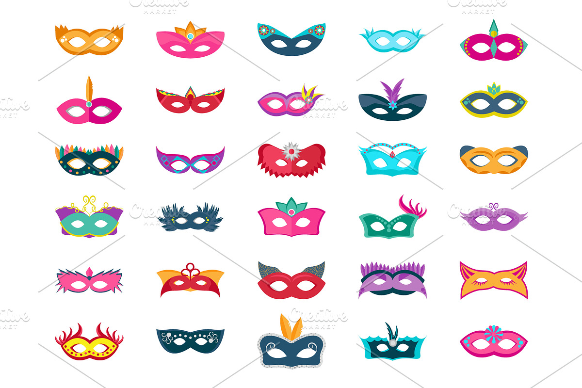 60 Face Mask Flat Vector Icons in Icons - product preview 8