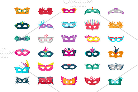 60 Face Mask Flat Vector Icons in Icons - product preview 1
