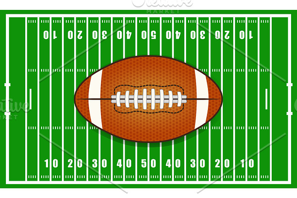 American football field and ball