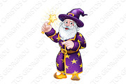 Wizard with Wand Pointing Cartoon