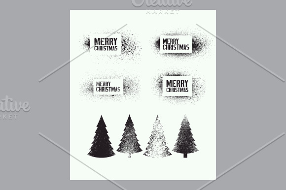 Vector set of stencil Xmas elements. in Illustrations - product preview 1