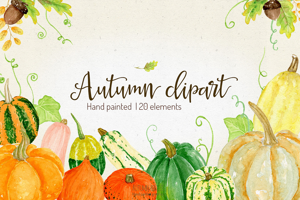 Watercolor Pumpkin Clipart in Illustrations - product preview 8