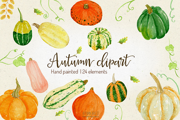 Watercolor Pumpkin Clipart in Illustrations - product preview 1