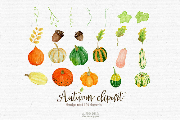 Watercolor Pumpkin Clipart in Illustrations - product preview 2