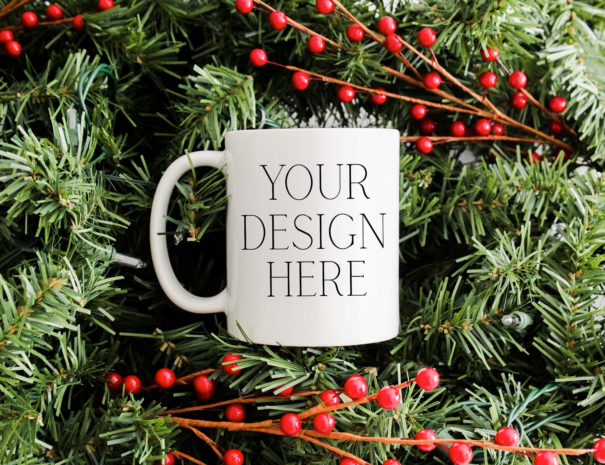 Download 11 oz Pine Christmas Mug Mockup | Creative Product Mockups ...