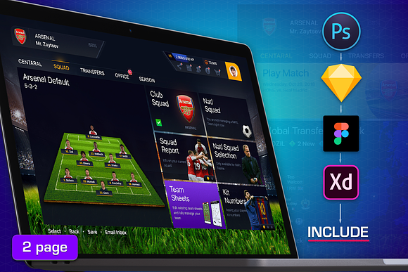 Football Dashboard Game in UI Kits and Libraries - product preview 2