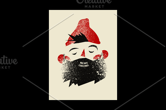 Christmas card + cartoon bearded man in Illustrations - product preview 1