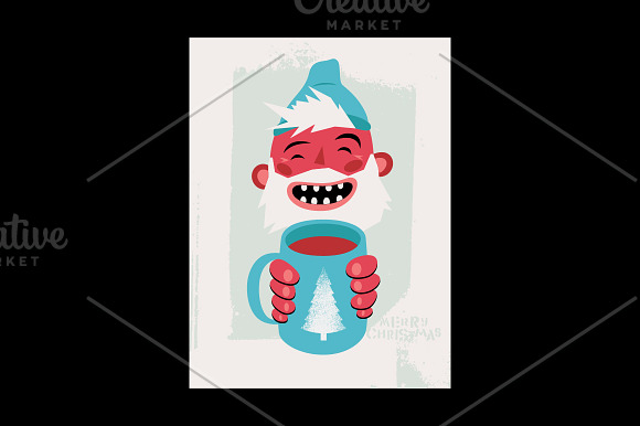 Christmas card + cartoon bearded man in Illustrations - product preview 3