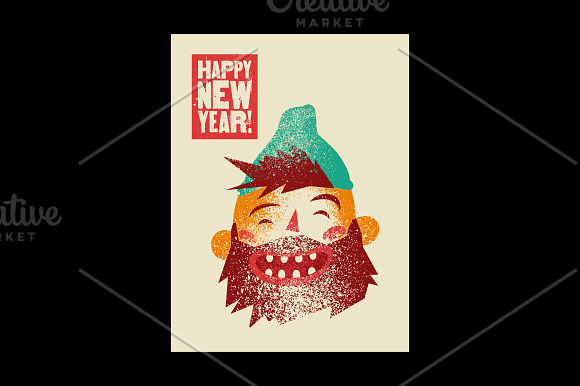 Christmas card + cartoon bearded man in Illustrations - product preview 7