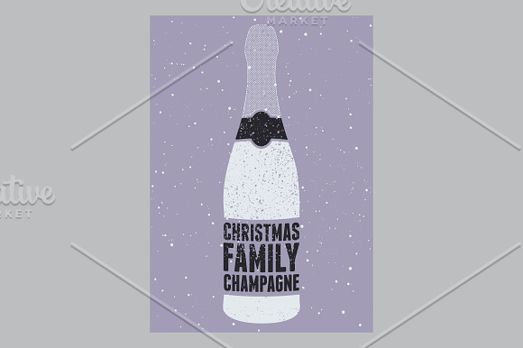 Champagne grunge Christmas poster. in Illustrations - product preview 3