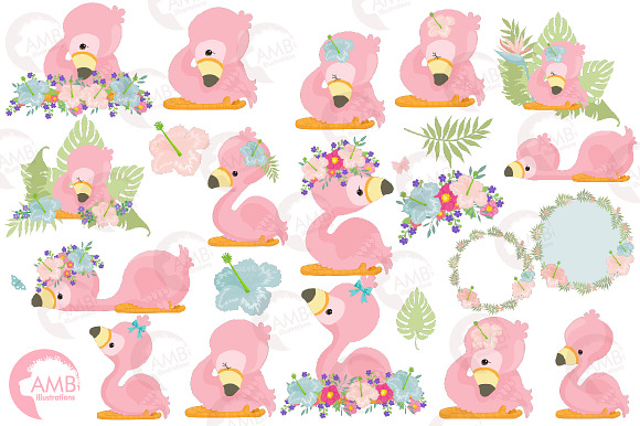 Flamingo clipart, AMB-2470 in Illustrations - product preview 3