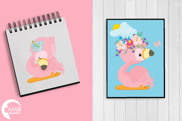 Flamingo clipart, AMB-2470 in Illustrations - product preview 4