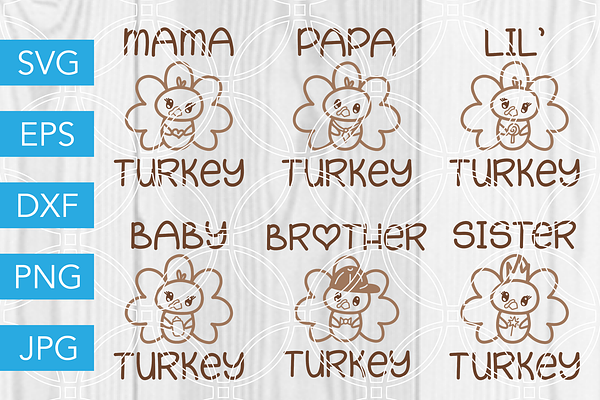 Turkey Family for Thanksgiving SVG