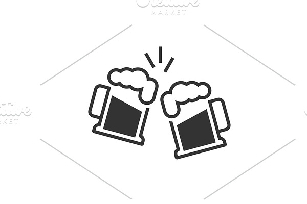 Toasting beer glasses icon