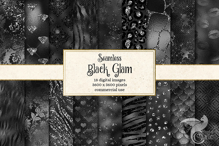 Black Glam Digital Paper in Textures - product preview 8