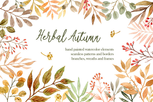 Herbal Autumn. Watercolor Set
