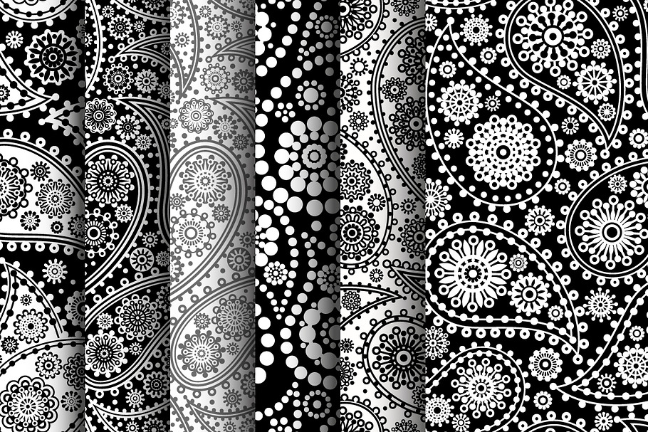 set of seamless paisley patterns in Patterns - product preview 8