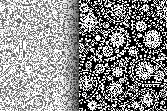 set of seamless paisley patterns in Patterns - product preview 2