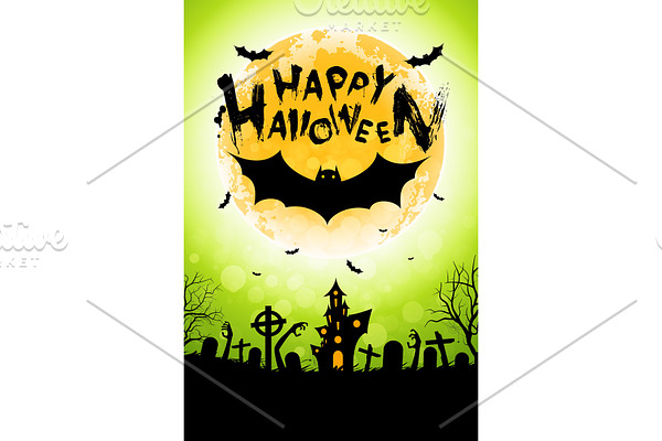 Halloween Funny Background with Bat