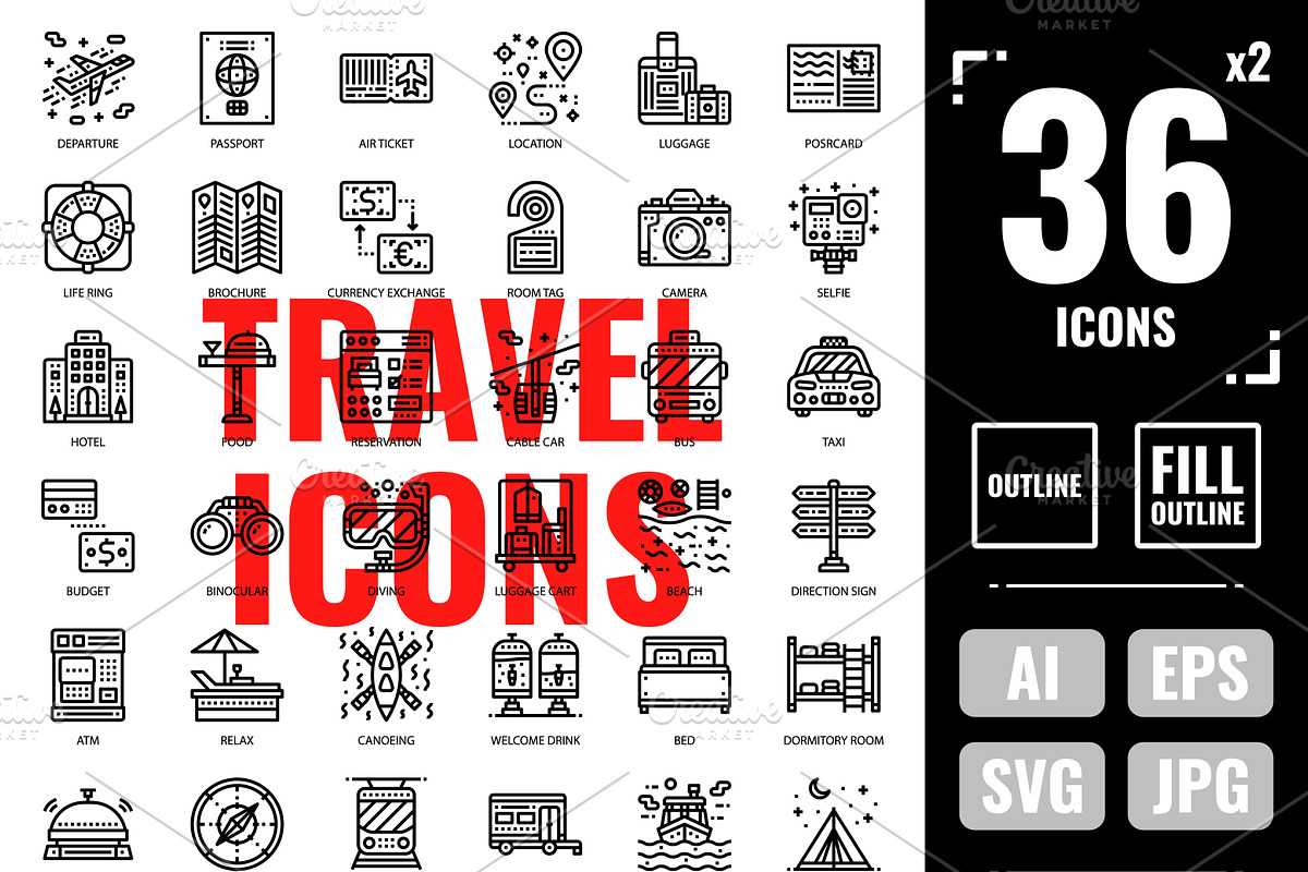 Travel icons in Credit Card Icons - product preview 8
