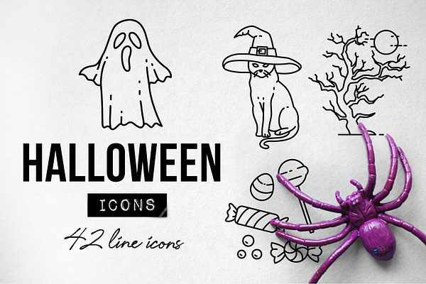 42 Halloween Icons: Vector Party Set