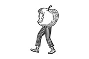 Apple walks on feet engraving vector