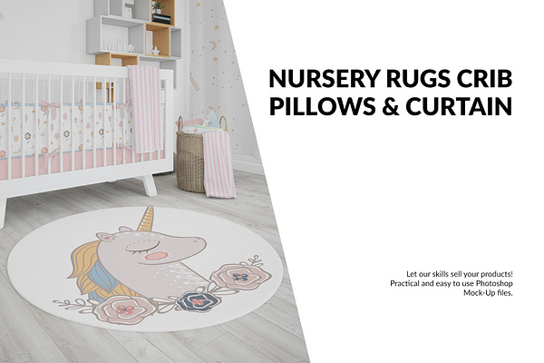 Nursery - 4 Rugs Pillows Curtain