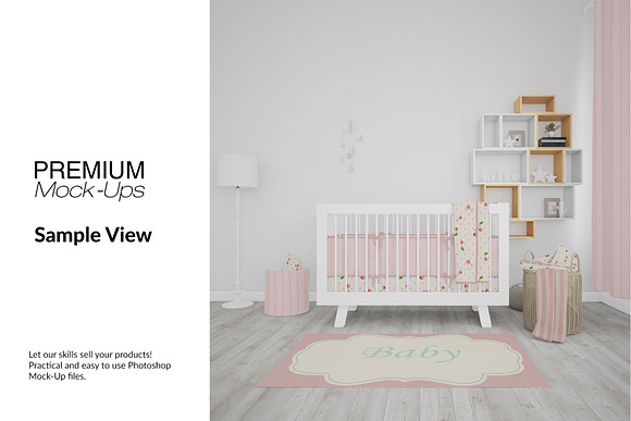 Nursery - 4 Rugs Pillows Curtain in Product Mockups - product preview 7