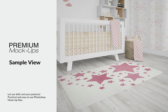 Nursery - 4 Rugs Pillows Curtain in Product Mockups - product preview 10