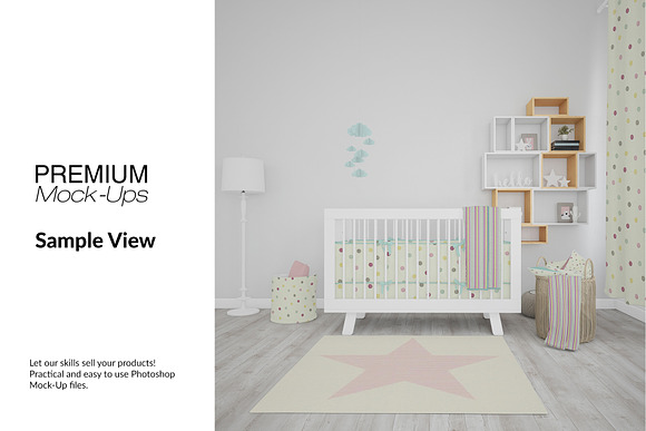 Nursery - 4 Rugs Pillows Curtain in Product Mockups - product preview 12