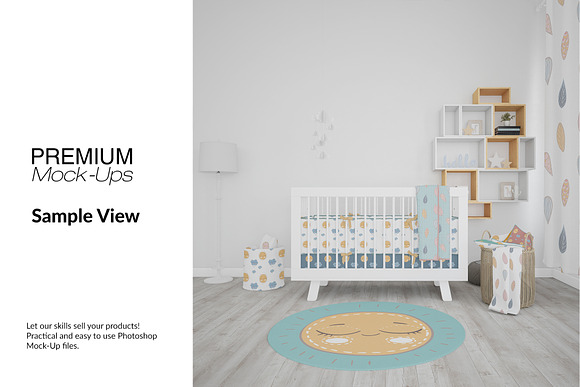 Nursery - 4 Rugs Pillows Curtain in Product Mockups - product preview 14
