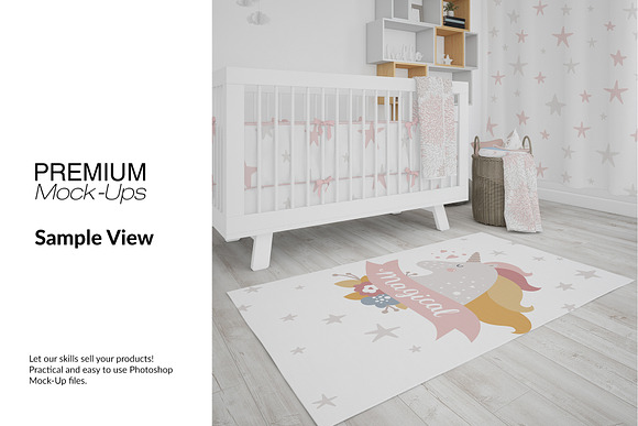 Nursery - 4 Rugs Pillows Curtain in Product Mockups - product preview 16